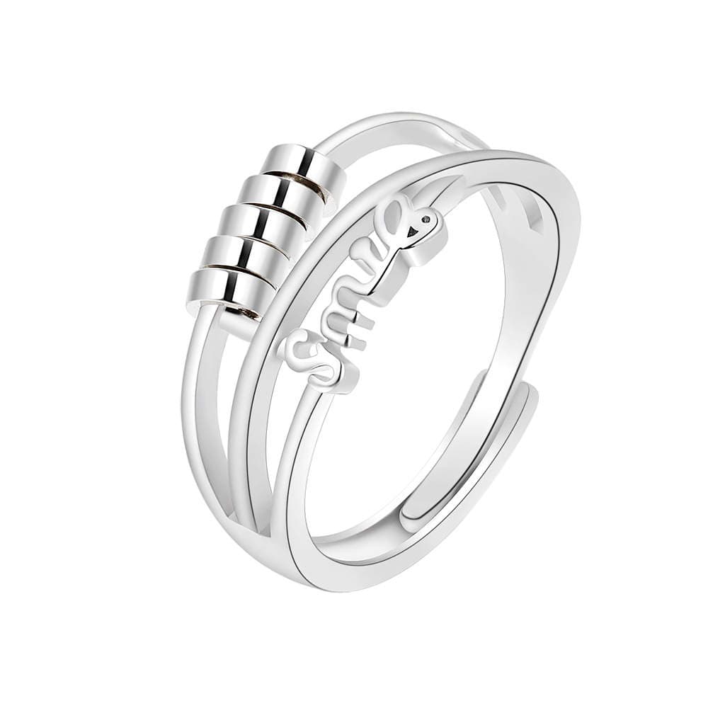 Sterling Silver S925 Smile Fidget Ring Anti Stress