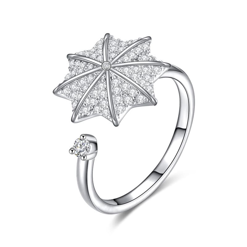 Anti Stress Ring Kubisk Zirkonia Roterande Paraply Sterling Silver S925