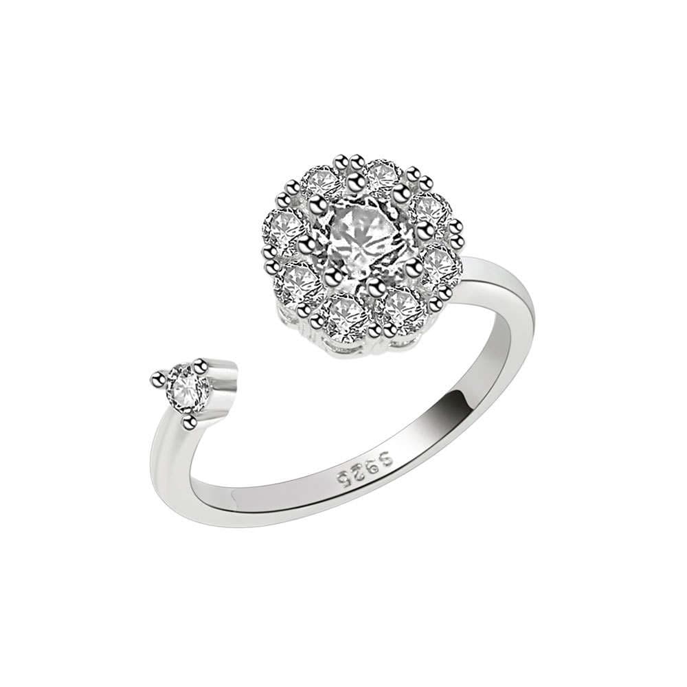 Anti Stress Ring Kubisk Zirkonia Roterande Exklusiv Sterling Silver S925
