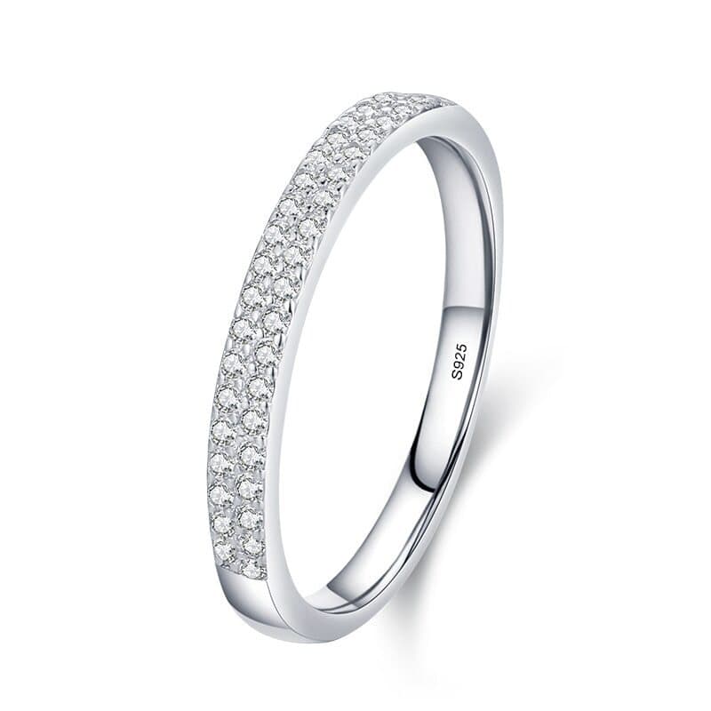 Ring 925 Sterling Silver Dubbla Band med Kubisk Zirkonia
