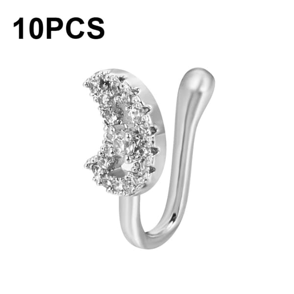 10 PCS U-shaped Nose Clip Copper Inlaid With Zircon Nose Decoration, Color: G-191 Silver