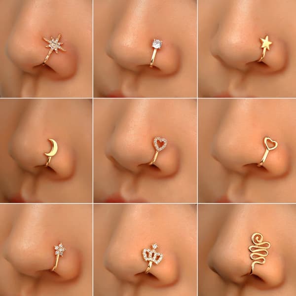 10 PCS U-shaped Nose Clip Copper Inlaid With Zircon Nose Decoration, Color: G-249 Gold