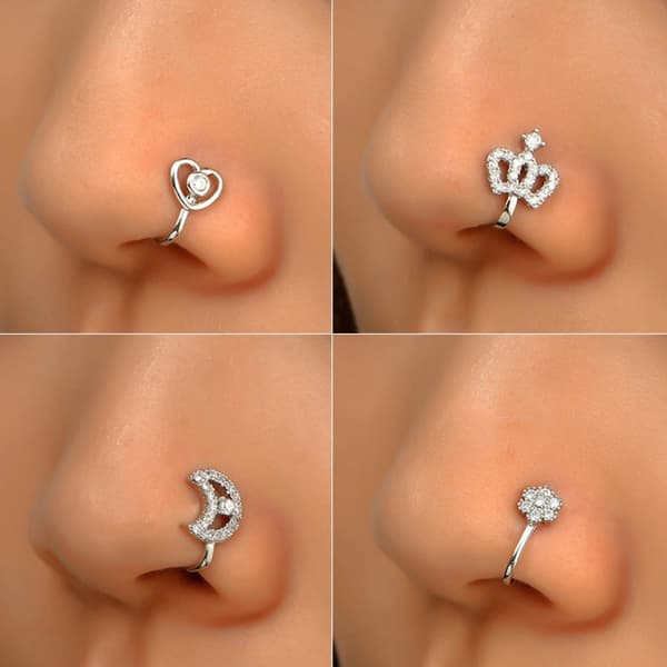 10 PCS U-shaped Nose Clip Copper Inlaid With Zircon Nose Decoration, Color: G-364 Gold