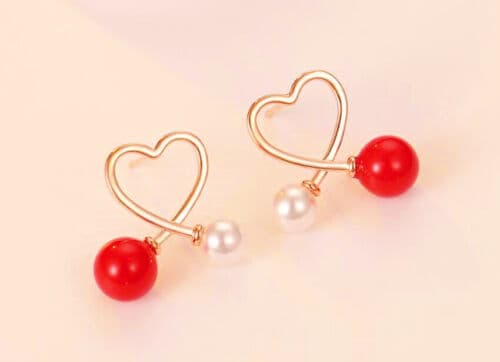 Pearl Heart Ear Stud Earrings 925 Sterling Silver Womens Girls Jewellery Gift UK