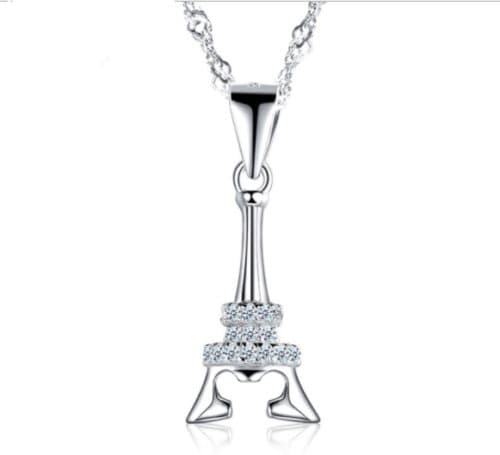 Eiffel Tower Pendant 925 Sterling Silver Chain Necklace Womens Jewellery Gifts