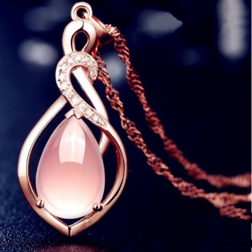 Pink Dovetail Moonstone Pendant 925 Sterling Silver Necklace Women Jewelry gift