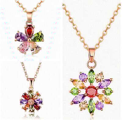 Flower 925 Sterling Silver Pendant Necklace Chain Women's Jewellery Wedding Gift