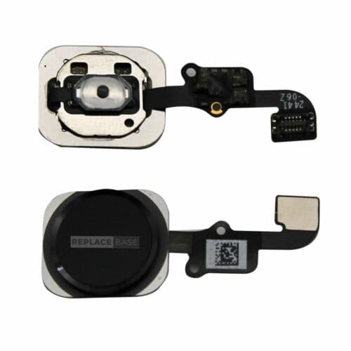 Home Button For Apple iPhone 6 Plus Silver Glass Black Replacement Flex Touch ID