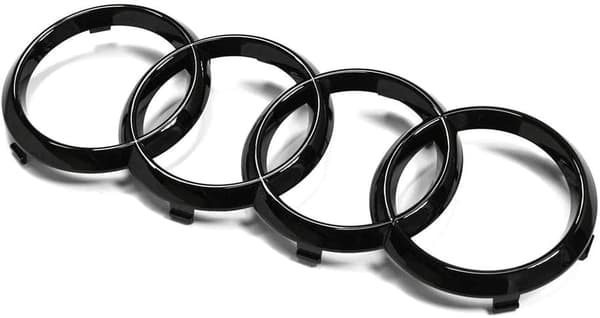 Audi Rings 273mm x 94mm Front Hood Grill Emblem Badge Decal Gloss Black ...