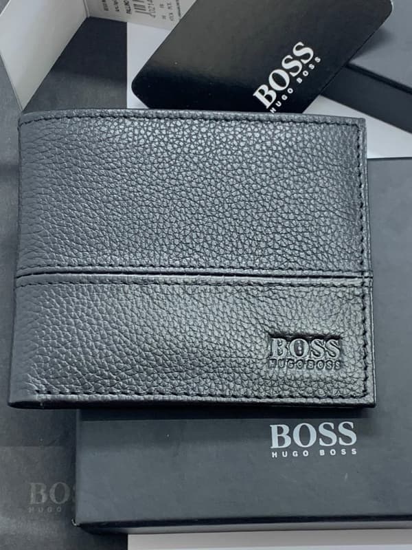 HUGO BOSS NEW PALLINO BLACK GENUINE LEATHER BI-FOLDING WALLET