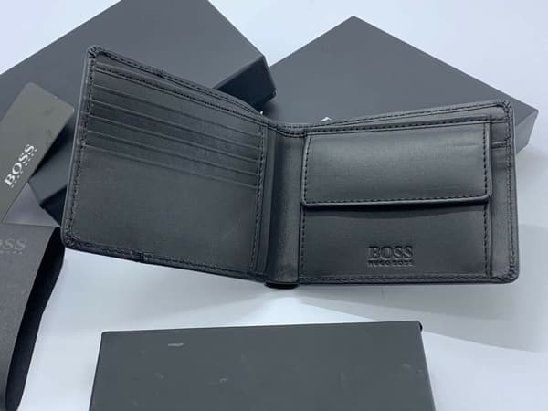 HUGO BOSS CAENESTIR BLACK GENUINE MEN'S LEATHER WALLET
