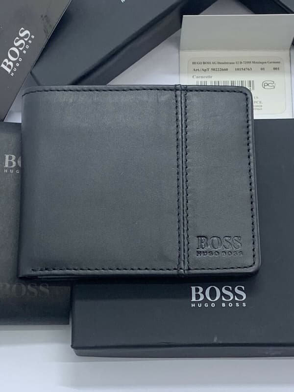 HUGO BOSS CAENESTIR BLACK GENUINE MEN'S LEATHER WALLET