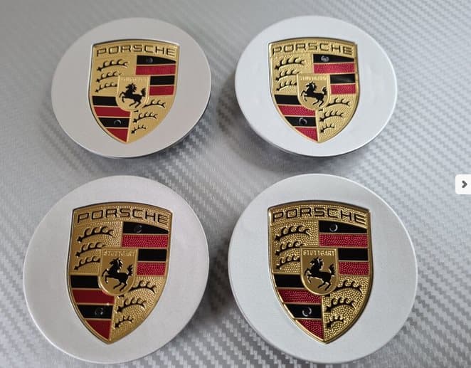 Porsche Wheel Centre Caps Badge Emblem 76mm Silver CDON