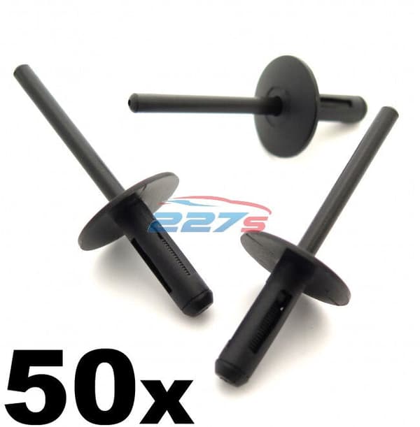 50x BMW Plastic Pop Blind Rivets 6mm, Wheel Arches, Side Skirts, Sills & Bumpers