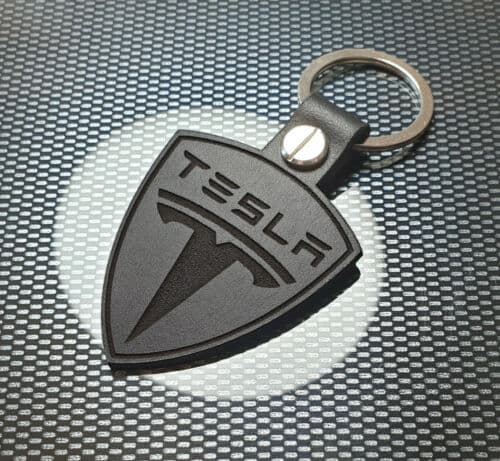 TESLA Leather Keyring Keychain S X 3 Coupe Black