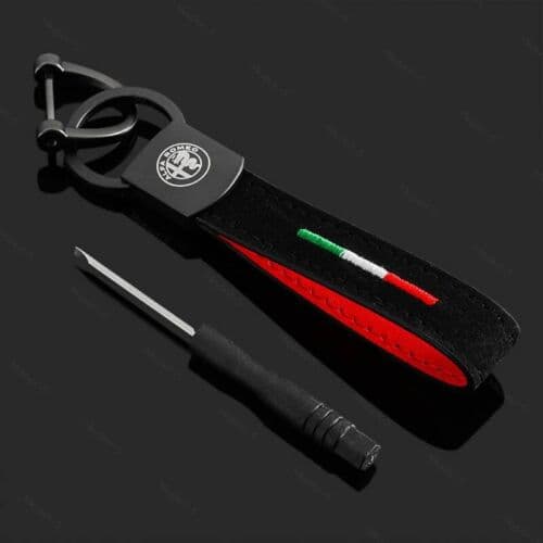 Leather Car Keychain for Alfa Romeo Styling Remote Key Fob Ring Logo Keyring