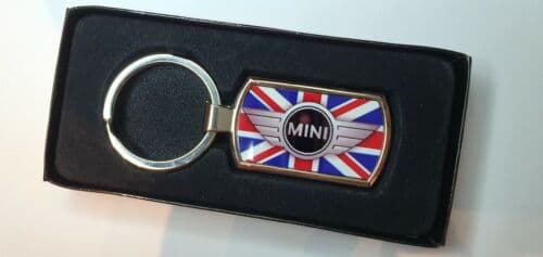 Mini cooper keyring Logo Free Gift Box Key Ring Keychain chrome metal