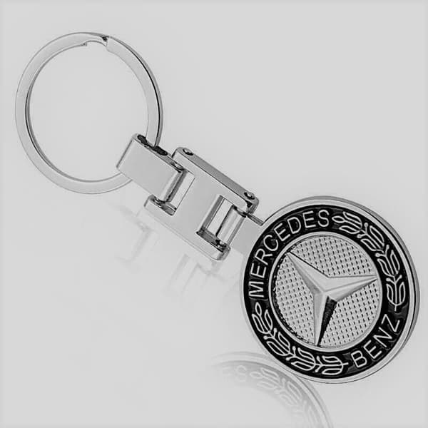 MERCEDES BENZ (Blue) CHROME KEYRING WITH LAUREL EMBLEM A B C E Class