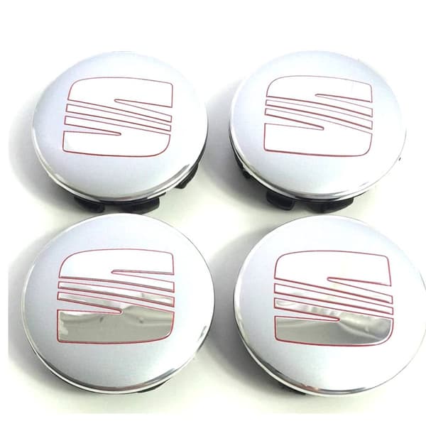 Chrome-Red Seat Car Wheel Center Caps Hub Cover 54mm 4 PCS For Arosa Ibiza Leon Altea Exeo Cordoba