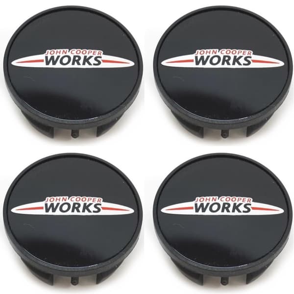 Black John Cooper Works Mini Cooper Wheel Center Caps Hub Badges 54mm 4 PCS For Clubman Clubvan Countryman Paceman Roadster