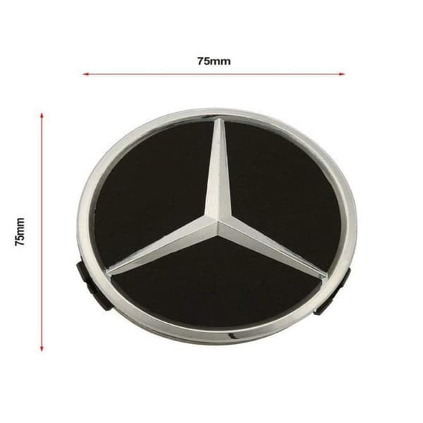 Black/Silver Star Mercedes Benz Wheel Center Cap Hub Badge 75mm 1 PCS For A B C E S G CLASS CLA CLS SLK ML AMG