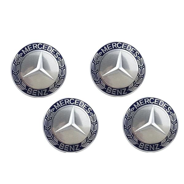 Blue/Silver Mercedes Benz Wheel Center Caps Hub Badges 75mm 4 PCS For A B C E S G CLASS CLA CLS SLK ML AMG