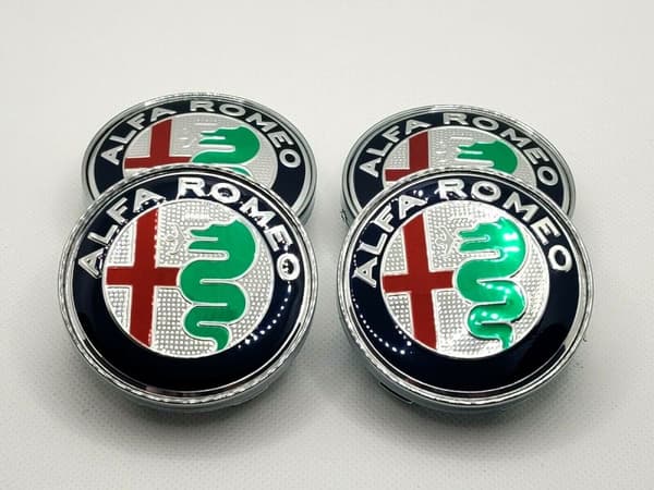 Alfa Romeo Alloy Wheel Centre Hub Caps Gloss OEM Colour 60mm Giulietta Giulia set 4 pcs