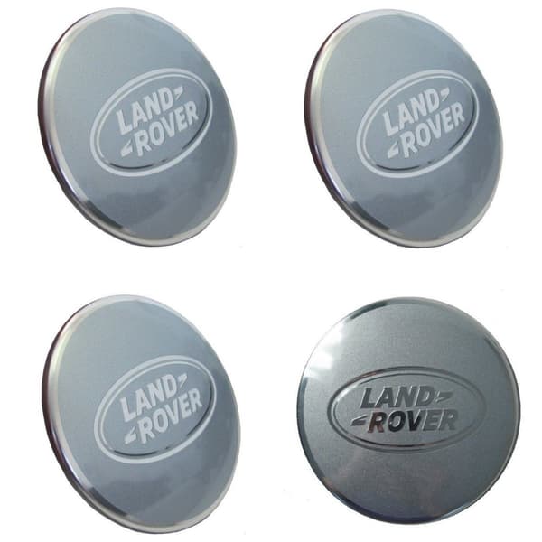 Silver Land Rover Wheel Center Caps Hub Badges 63mm 4 PCS For Evoque Defender Discovery Sport Velar Freelander