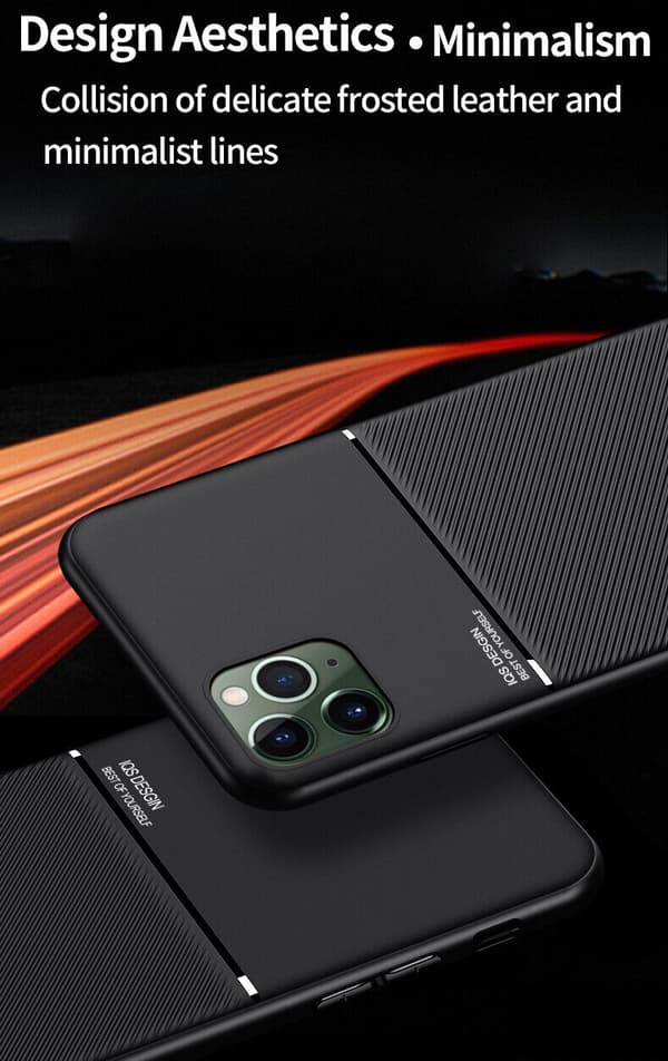 For iPhone 15 Shockproof Rubber Magnetic Leather Case BLACK
