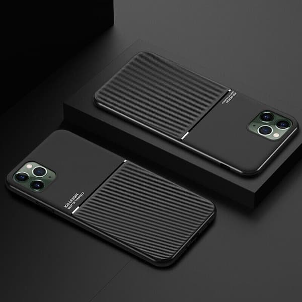 For iPhone 15 Shockproof Rubber Magnetic Leather Case BLACK