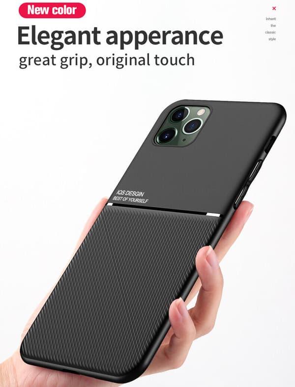 For iPhone 15 Shockproof Rubber Magnetic Leather Case BLACK