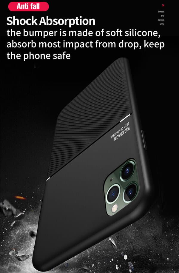 For iPhone 15 Shockproof Rubber Magnetic Leather Case BLACK