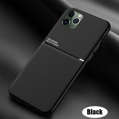 For iPhone 15 Shockproof Rubber Magnetic Leather Case BLACK