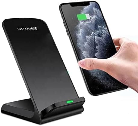 Black Wireless Desktop Stand Charger Qi-Certified 10W Fast Charge