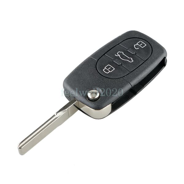 2PCS For Audi A2 A3 A4 A6 A8 TT Flip Remote Key Fob Case Shell 3 Button Repair