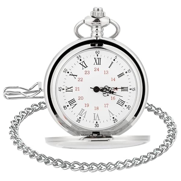 Smooth Vintage Steel Quartz Fick Watch Klassisk Fob Fick Watch med kort kedja för män Kvinnor - Present för födelsedagsjubileum (silver)