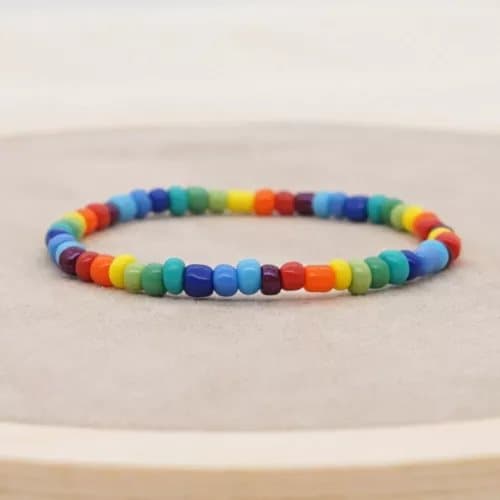 Rainbow Colourful Rasta Bead Bracelet Surfer Beach Arm Candy Ethnic Hippy Women