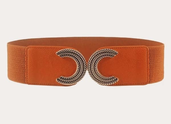 Women Ladies Gold X Wide Fashion Brown Cinch Waist Belt Elastic Stretch Gift UK