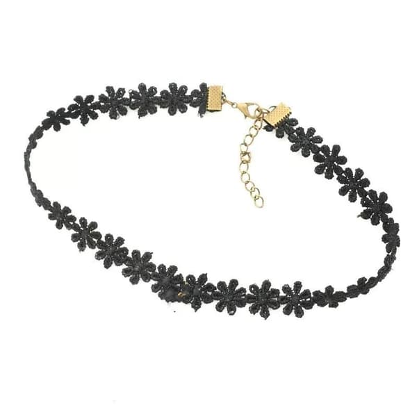 Black Daisy Choker Necklace Adjustable Gothic Tattoo Retro Lace Party Jewellery