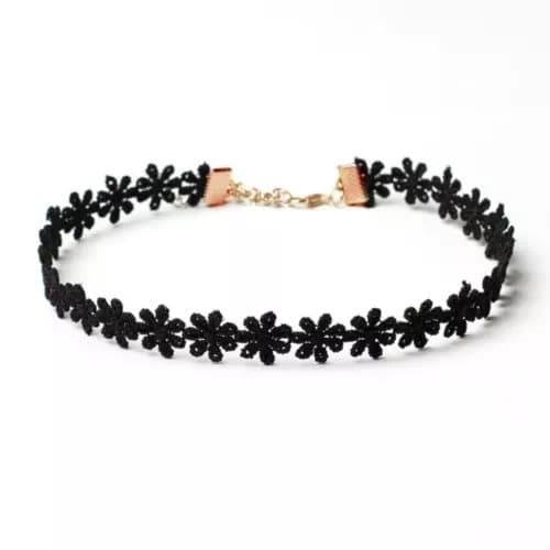 Black Daisy Choker Necklace Adjustable Gothic Tattoo Retro Lace Party Jewellery