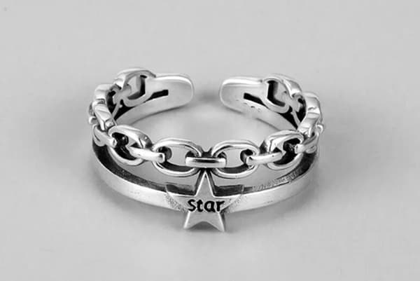 Vintage Star Twist Rope Adjustable Ring 925 Sterling Silver Plt Women Jewellery
