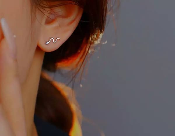 925 Sterling Silver Cute Crystal Snake Stud Earring Women Girl Christmas Gift UK