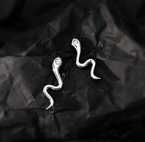 925 Sterling Silver Cute Crystal Snake Stud Earring Women Girl Christmas Gift UK
