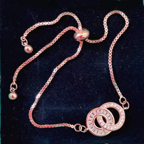 Rose Gold Round GG Link Adjustable Infinity Sliding Bracelet Women Jewelry Gifts