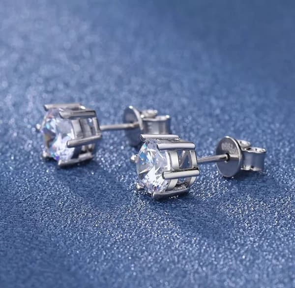 6mm Attractive Small Tiny Round CZ Crystal 925 Silver Ear Studs Womens Love Gift