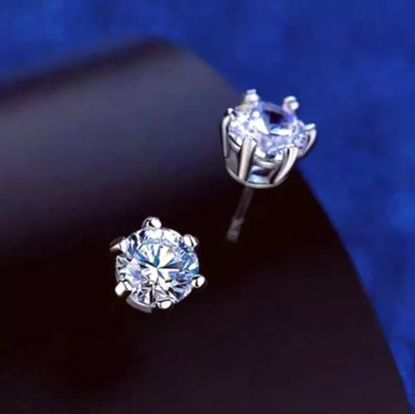 6mm Attractive Small Tiny Round CZ Crystal 925 Silver Ear Studs Womens Love Gift