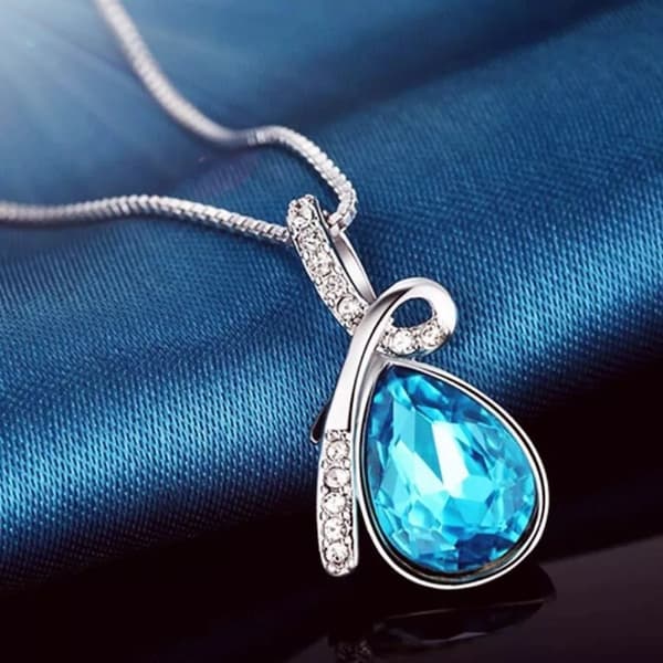 925 Sterling Silver Angel Water drop Pendant Chain Necklace Women Jewellery Gift