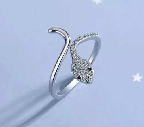 Retro Vintage Crystal Snake Adjustable Ring 925 Silver Women Men Jewellery Gifts
