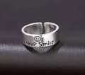 Miniatyrbilde 1 av 7: Vintage 925 Sterling Silver PLT Smile Face Adjustable Ring Womens Jewellery Gift