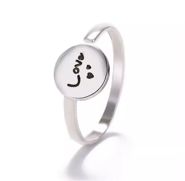 Double Love Round Adjustable Ring 925 Sterling Silver Girl Womens Jewellery Gift